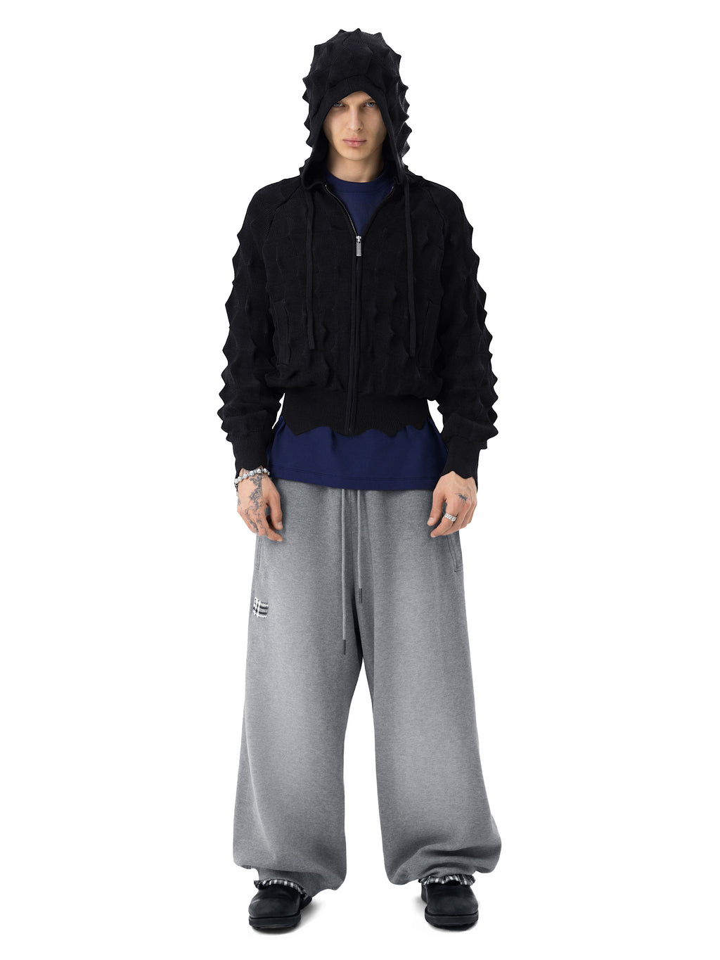 Худи на молнии SPIKED Slim [black]