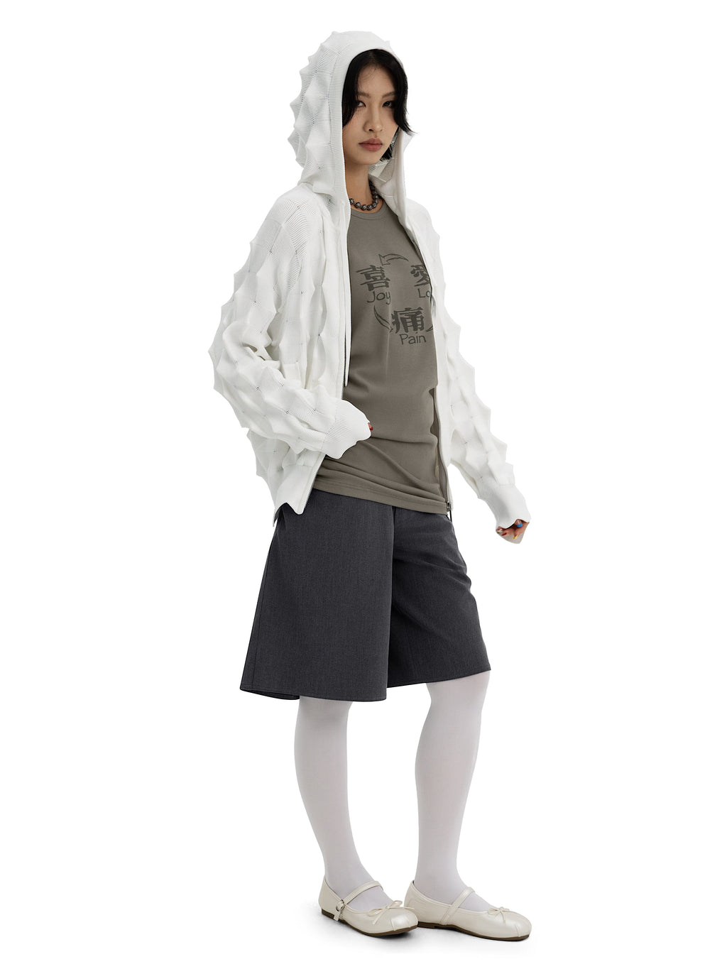 Худи на молнии SPIKED Slim [white]