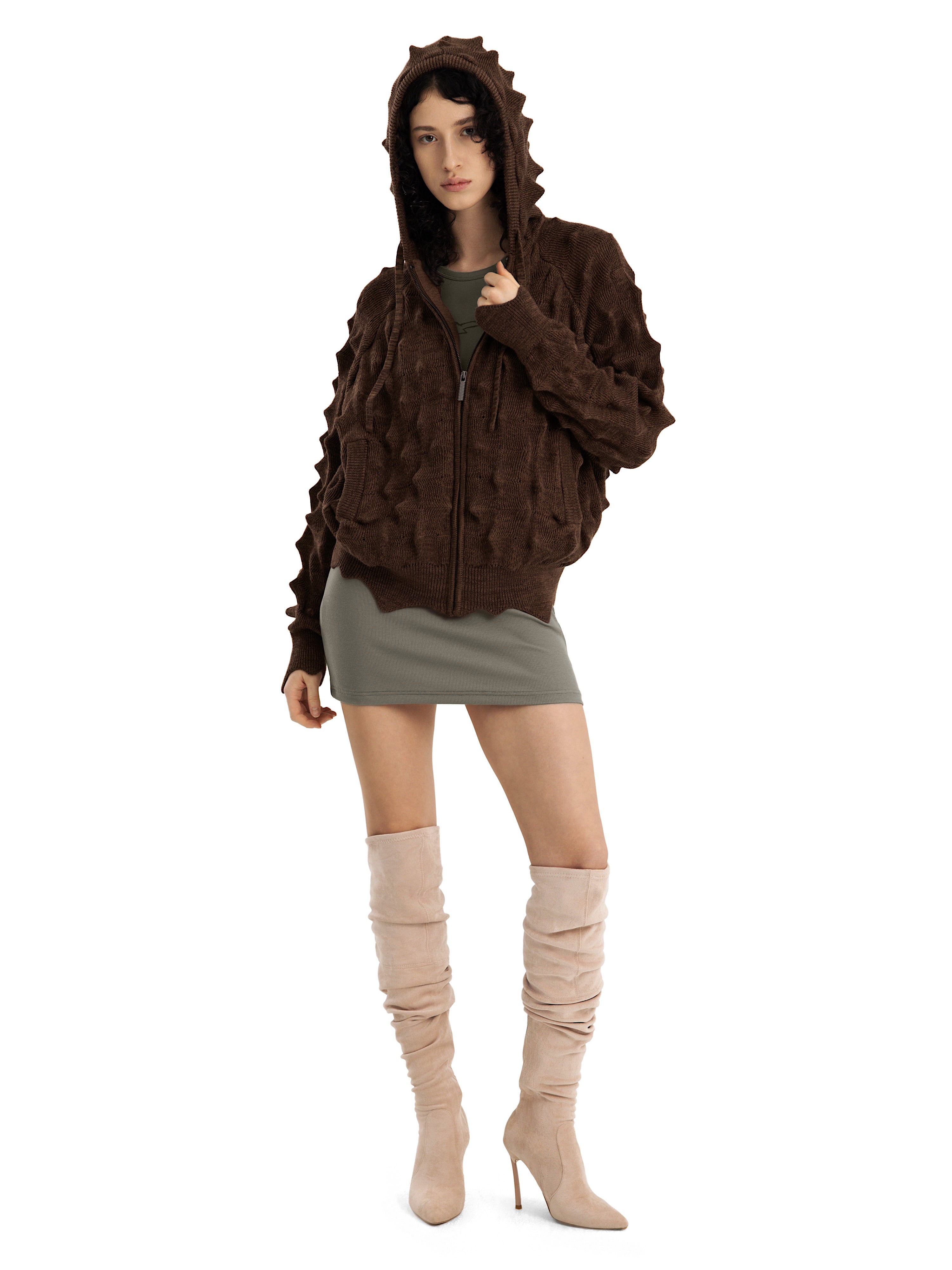 Худи на молнии SPIKED [brown]