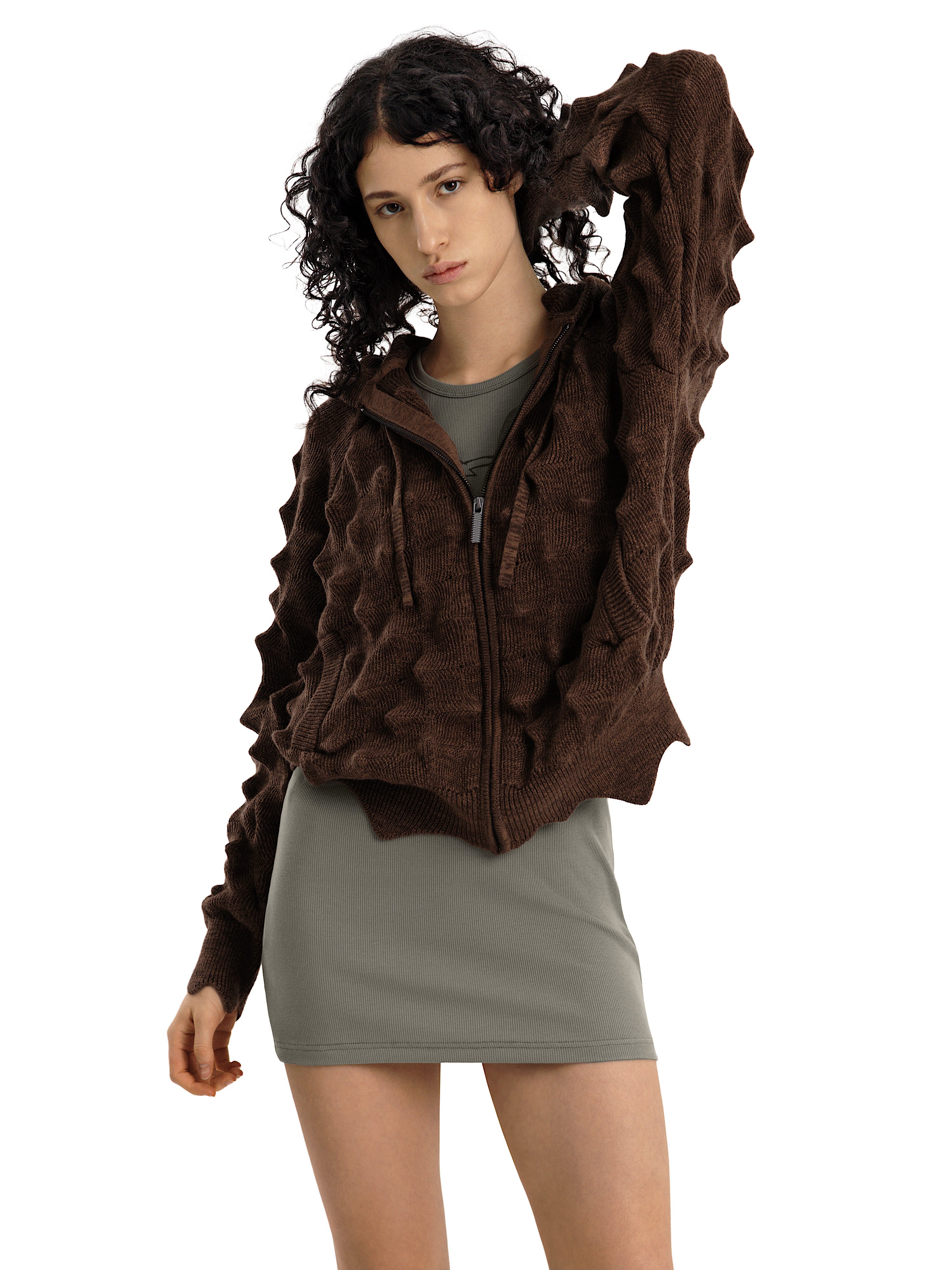 Худи на молнии SPIKED [brown]