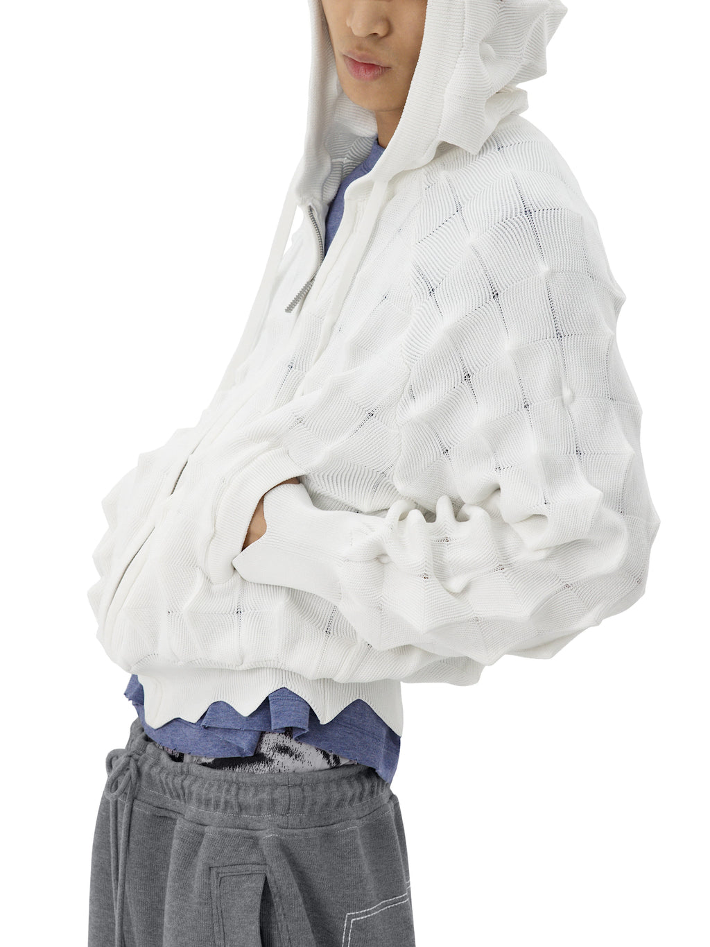 Худи на молнии SPIKED Slim [white]
