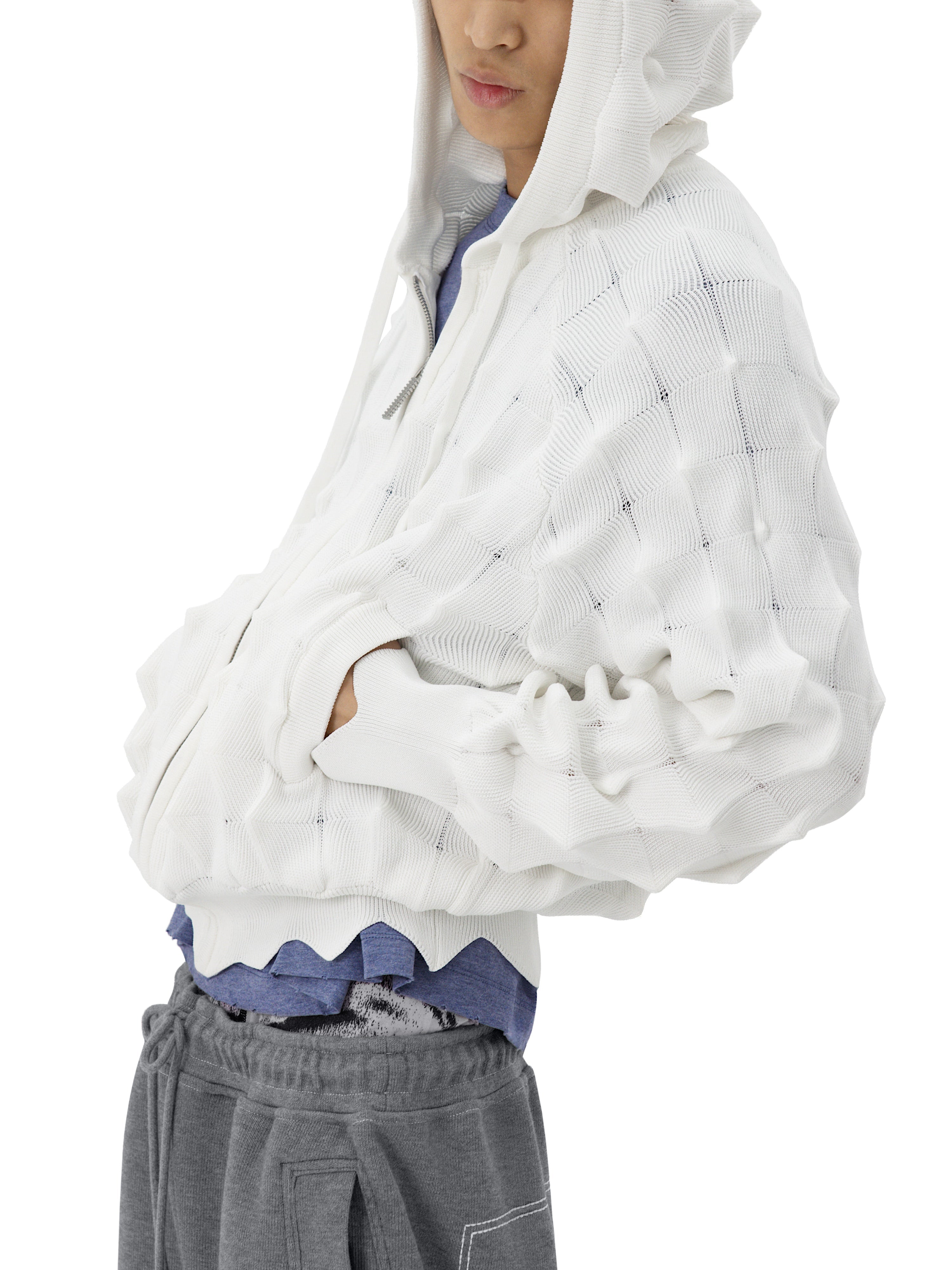 Худи на молнии SPIKED Slim [white]