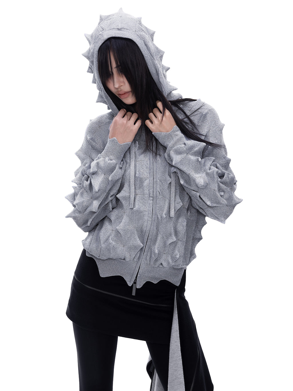 Худи на молнии SILVER Spiked