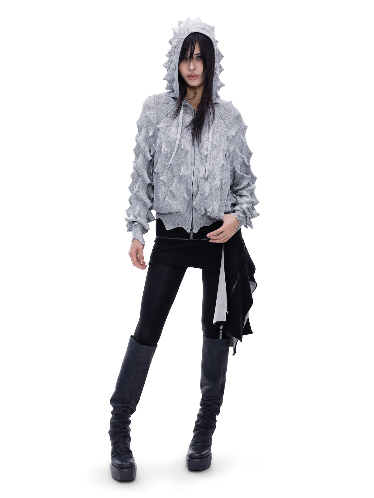 Худи на молнии SILVER Spiked
